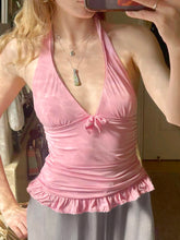 Cyflymder Sweet Slim Bow Folds Halter Tops Solid Ruffles Deep V-Neck Sleeveless Tank Tops Women 2025 Summer Fashion Streetwear