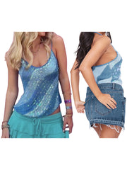 Cyflymder Glittering Sequin Halter Neck Crop Top with Open Back and Sleeveless Design for Women Perfect for Summer Street Style