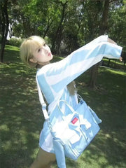 Cyflymder Vintage Blue Jacket Novelty Tote Bag Women Men Retro Large Capacity Gym Travel Unisex Shoulder Bag Fashion Leather Handbag 2025