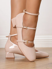 Cyflymder French style thick heel with a single buckle, Mary Jane shoes, low heel, round toe, shallow mouth single shoe