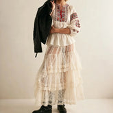 Cyflymder Women Lace Midi Skirts Y2K Sheer Mesh Low Rise Asymmetrical Skirts Sexy See Through Flowy Beach Cover Up Skirt