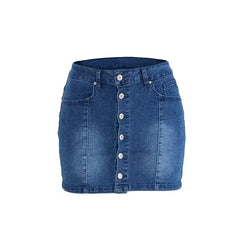 Cyflymder Fashion Single-breasted Splice Wrap Hip Skirt Women High Waist Slim Fit Denim Half-body Dress Female Office Commuter Casual Wear