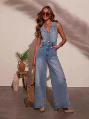 Cyflymder Jumpsuits Rompers Women Wholesale New American Summer Casual V Neck Sleeveless Denim Jumpsuit for Woman Luxury 2025
