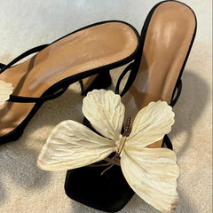 Cyflymder Spring and autumn 2025 new butterfly flip-top high heels with a fairy-like style and thick-heeled flip-flops women shoes pumps