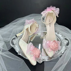 Cyflymder luxury brand shoes woman high quality pink wedding bride shoes shoes for woman heel elegant lolita heel party shoes point toe