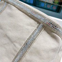 Cyflymder Canvas Rhinestone Large Capacity Tote Bag Retro Shoulder Messenger Handbag Cosmetic Bag Luxury Brand Crossbody Bags for Women