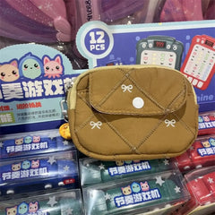 Cyflymder Portable Embroidered Bowknot Coin Purse Lightweight Kawaii Mini Canvas Storage Bag Jewelry Packing Sweet Earphone Case Travel