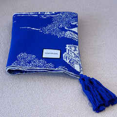 Cyflymder Ethnic Style Pure Cotton Blue Sofa Blanket Napping Knitted Blanket for Living Room Bedroom Adult Kids Sofa Cover for All Seasons