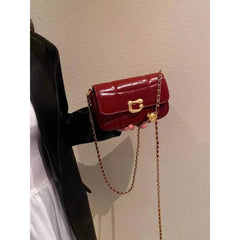 Cyflymder Wine Red Crossbody Bag Small Women's Shoulder Bag Chain Underarm Bag Fashionable Niche Market Compact Size Stylish Design