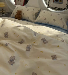 Cyflymder Cute cartoon bear star moon bedding set kid 1.2 1.5 2.0,twin full queen lovely cotton home textile sheet pillow case quilt cover