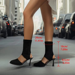 Cyflymder Sandals New Designer Knitted High Heels Sandals Summer Slip-on Thin Heeled Sandals Woman Fashion Elegant Sexy Party Shoes