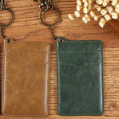 Cyflymder Korean PU Leather Bus Card Double Sided Credit ID Card Bank Card Case Bag Badge Case Keychain Card Holder