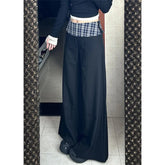 Cyflymder New Arrival Spliced High Waist Plaid Long Loose Pants Casual American Vintage Punk All Match Pant Summer Baggy Wide Leg Trousers