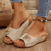 Cyflymder Women's Wedges Sandals Woman applique Shoes Summer for Women Slippers Platform Sandal Ladies Barefoot Comfortable Shoe 44