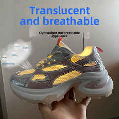 Cyflymder Summer New Women's Sneakers Versatile Casual Shoes Lightweight Soft Bottom Thick Base Mesh Face Ins Trendy Shoes