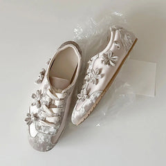 Cyflymder Summer Gary Cute Flowers Ballet Flats Shoes Women Black Sweet Casual Sneakers Shoes Trainers Comfy Walk Daily Footwear
