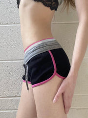 Cyflymder Contrast Lace-up y2k Shorts Women Sexy Skinny Low Rise Super Short Pants for Summer Streetwear 2000s Lady Bottoms Basic