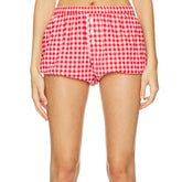 Cyflymder Womens Plaid Gingham Bloomer Shorts Y2k Front Button Checkered Micro Boxers Shorts Cute Bubble Balloon Mini Shorts