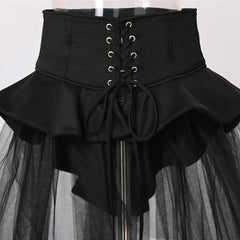 Cyflymder Punk Corset Skirt Women Gothic Cocktail Party Irregular Mermaid Tulle Overskirt