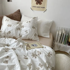 Cyflymder Korean Style Ins Little Flowers Bedding Set Flat Bed Sheet Duvet Cover Twin Full Queen Nordic Bed Linen Boy Girl Bedding Sets