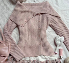 Cyflymder Cute Daily Sweater Casual Woman Sweet Y2K Harajuku Fashion Vintage Girl Cardigan Hot Classic Chic Knitwear Pink Maiden Clothing