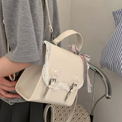 Cyflymder Korean Kawaii Lace Fashion Handbags Women All Match Sweet Mini Backpacks Y2k Aesthetic Casual Simple Schoolbags Trendy Preppy