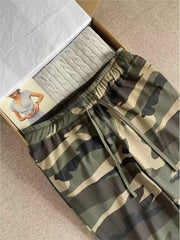 Cyflymder Camouflage Drawstring Joggers Sweatpants Women Streetwear Casual High Waist Wide Leg Pants Vintage Preppy Style Loose Trousers