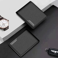 Cyflymder Men Wallet Classic Style Portable Short Male Wallet Mini Anti Theft Coin Purse PU Leather Money Bag Multi-Card Slot Card Holder