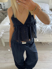 Cyflymder Women s Floral Lace V Neck Camisole with Spaghetti Straps and Backless Design for Summer Street Style Fashion