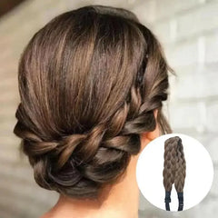 Cyflymder Synthetic Woman Black Gold Hair Style Braided Headband Hairpiece Braids Twist Elastic Hair Headband With Adjustable Wide Belt