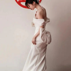 Cyflymder prom dresses 2025 New Mermaid Wedding Dresses Withtrain Elegant Boat Neck Sexy Backless Bridal Dress Satin Simple Vestidos De Novia Customized