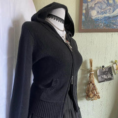 Cyflymder Fashionable y2k American-style slimming knitted sweater with zipper cardigan, a slimming top for women in autumn and winter emo