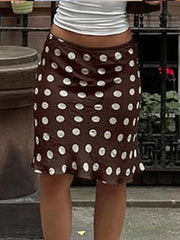 Cyflymder Sexy Women's Mini Skirt Black Summer New Fashion Zipper Casual Slim Dot Print Skirt Elegant Versatile Sexy Female Knitted Skirt