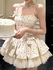 Cyflymder Spring New French Pure Desire Polka Dot Dress Women Slim Sweet Lace Fluffy Princess Dresses Aesthetic Sexy Y2k Slim Outfits