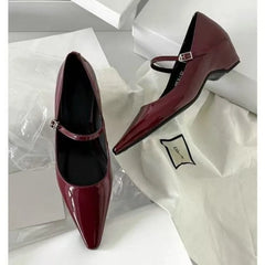 Cyflymder New Arrival Sweet Elegant Shoes Women Wedge Heel Mary Jane Shoes Pointed Toe Women's Shoes Metal Buckle Trim Sandals 5413