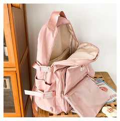 Cyflymder Transparent Vintage Pockets Students Backpacks Y2k Aesthetic Women Casual All Match Schoolbags Korean Trendy Streetwear Ita Bags