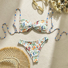 Cyflymder Sexy Bikini Set Women Swimsuit Print Bandage Sexy Beach Biquinis New Summer Swimwear Fashion Holiday Beachwear Bikini Set