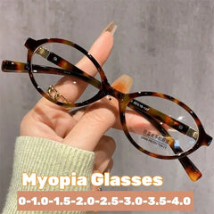 Cyflymder New Round Myopia Glasses for Women Pc Frame Glasses Plain Glasses Nearsighted Oval Eyewear -1.0 -2.5 -2