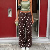 Cyflymder Women Polka Dot Wide Leg Jeans High Waisted Loose Fit Straight Leg Denim Pants Y2K Retro Trousers Preppy Streetwear