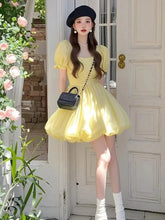 Cyflymder Woman Dress Square Collar Puff Short Sleeve Ruffles 2025 Summer Fashion Elegant Mini Dresses Sweet Female Casual