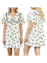 Cyflymder Women s Vintage Floral Print Ruffle Sleeve Mini Dress with Peter Pan Collar and A-Line Silhouette for Summer Casual Wear