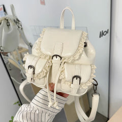 Cyflymder Lace Patchwork Fairy Fashion Handbags Y2k Aesthetic Chic Casual Simple Backpacks Korean Women Mini Sweet Preppy Schoolbags