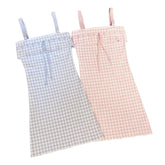 Cyflymder Plaid Dresses Women Summer Lace-up Knitted Spaghetti Strap Dress for Sweet Girl Kawaii Clothes