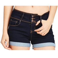Cyflymder Sexy Womens Denim Shorts High Waist Stretchy Hot Pants Summer Casual Elastic Waistband Fashion Short Blue Jeans