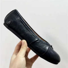 Cyflymder New Pleated Women Ballet Flats Tabi Shoes Casual Slip-on Loafers Ladies Split Toe Leather Espadrilles Zapatillas Mujer