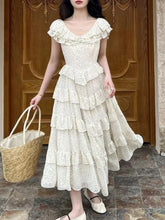 Cyflymder Vintage Layer Ruffles Dot Printed Maxi Dress Runway 2023 Summer Women Cake Party Dress Korean Street Holiday Beach Vestidos