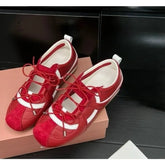 Cyflymder Spring/Summer/Autumn New French Mary Jane Shoes Women's 4.5cm Heeled Strappy Ballet Style Slimming Casual Flat Sneakers