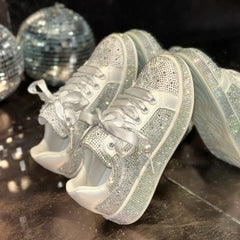 Cyflymder Plus-size Starry Sky Rhinestone Casual Women's Shoes Spring and Autumn New Lace-up Sneakers Versatile and Fashionable