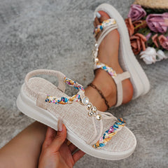 Cyflymder Weave Women's Sandals Wedges Designer Shoes for Woman Fashion Heels Shoes Dress Comfort Walking Mujer De Sandalias