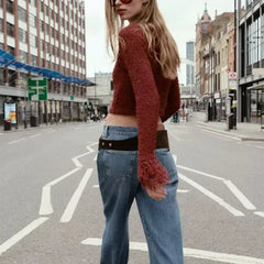 Cyflymder Slim Fit Knitted Coat with Tassel round Ne Long Sve Casual Sle Women's Faion Autumn 2025 New Arrival Z 00203